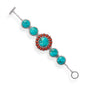 7.5" Reconstituted Turquoise and Coral Sunburst Toggle Bracelet