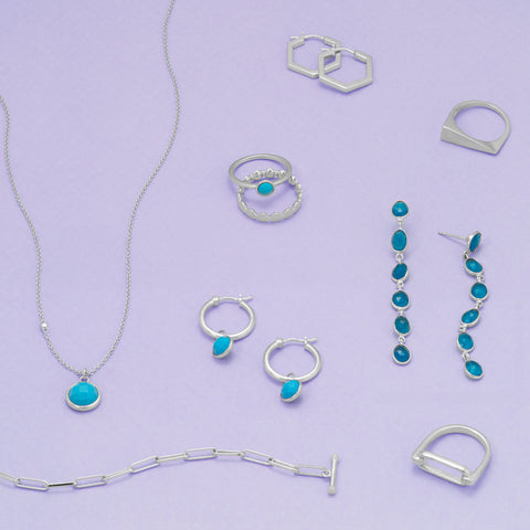 Rhodium Plated Hexagonal Hoop Earrings