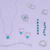 16" + 2" Rhodium Plated Faceted Turquoise Necklace