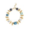 6.5" + 1" Lovely Leaves! 14 Karat Gold Plated Multi Stone Bracelet