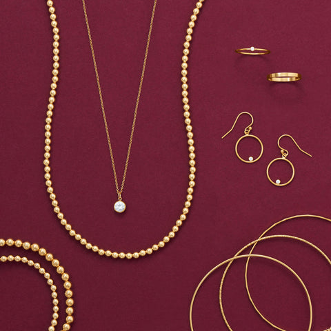 Adjustable 22" 14/20 Gold-Filled CZ Drop Necklace