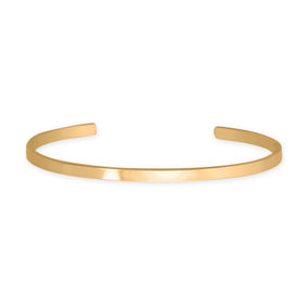 14 Karat Gold Plated 3.2mm Smooth Cuff Bracelet