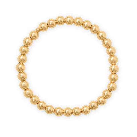 7" 6mm 14/20 Gold Filled Bead Stretch Bracelet