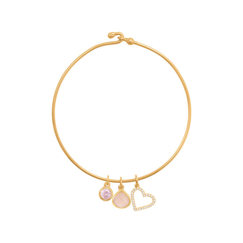 14 Karat Gold Plated Wire Hook Bangle with Bead Ends