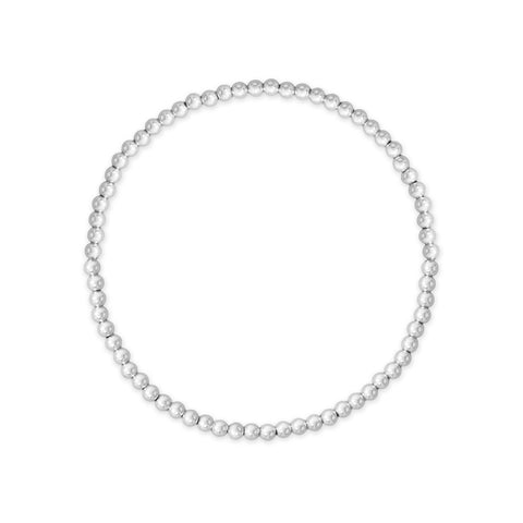 7" 3mm Silver Bead Stretch Bracelet