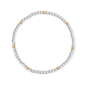 7" 3mm Polished Silver and 14/20 Gold Filled Bead Stretch Bracelet