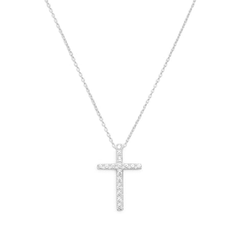 16" CZ Cross Necklace