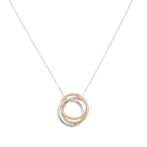 16" Necklace with Tri Tone Rings