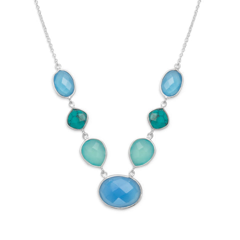 Stabilized Turquoise and Chalcedony Necklace