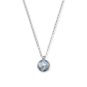 Reversible Ancient Roman Glass and Flower Design Necklace