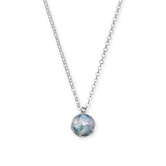 Reversible Ancient Roman Glass and Flower Design Necklace