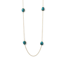 14 Karat Gold Plated Turquoise Stone Endless Necklace