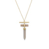 14 Karat Gold Plated Pencil Cut Gray Moonstone Drop Necklace