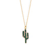 14 Karat Gold Plated CZ Saguaro Cactus Charm Necklace