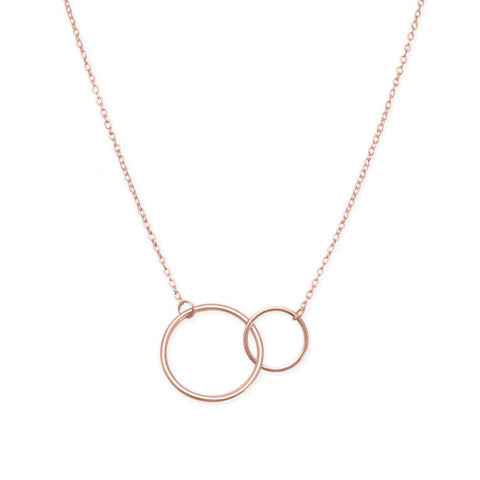 16" + 2" 14 Karat Rose Gold Plated Circle Link Necklace