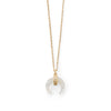 Mother of Pearl and CZ Crescent Gold Plated Necklace