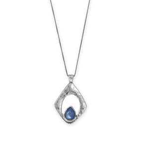 18" Oxidized Pendant with Kyanite Necklace