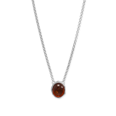 18" + 2" Hammered Edge Oval Baltic Amber Necklace