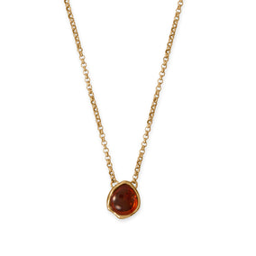 18" + 2" 24 Karat Gold Plated Hammered Edge Pear Baltic Amber Necklace