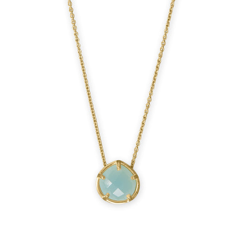 16" + 2" 14 Karat Gold Plated Pear Chalcedony Necklace