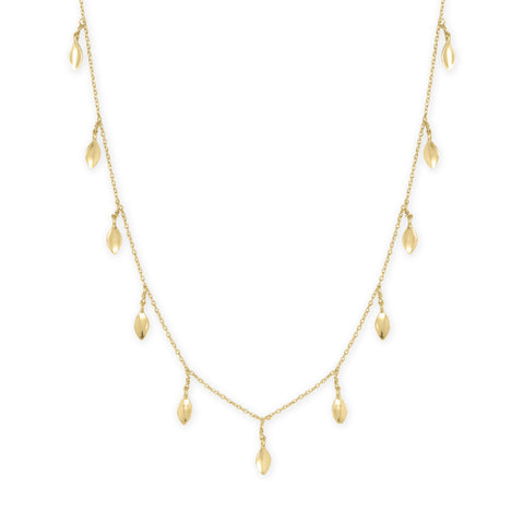 26" + 1" + 1" 14 Karat Gold Plated Dancing Leaf Necklace
