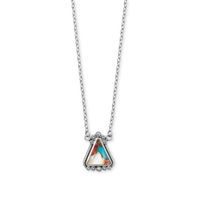 18" + 2" Oxidized Spiny Oyster and Turquoise Necklace
