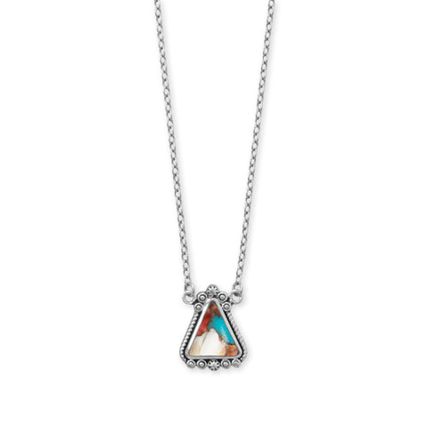 18" + 2" Oxidized Spiny Oyster and Turquoise Necklace