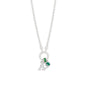 Rhodium Plated Pear Green Onyx Charm