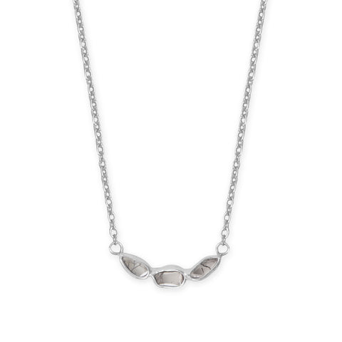 16" + 2" Rhodium Plated Polki Diamond Necklace
