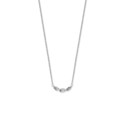 16" + 2" Rhodium Plated Polki Diamond Necklace