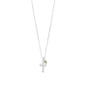 16" Birthstone and Ornate Cross Charm Necklace (All Months)