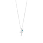 16" Birthstone and Ornate Cross Charm Necklace (All Months)