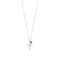 16" Birthstone and Ornate Cross Charm Necklace (All Months)