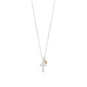 16" Birthstone and Ornate Cross Charm Necklace (All Months)