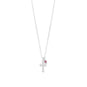 16" Birthstone and Ornate Cross Charm Necklace (All Months)
