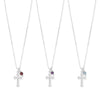 16" Birthstone and Ornate Cross Charm Necklace (All Months)
