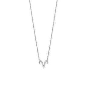 16" Rhodium Plated CZ Zodiac Symbol Necklace (All Signs)