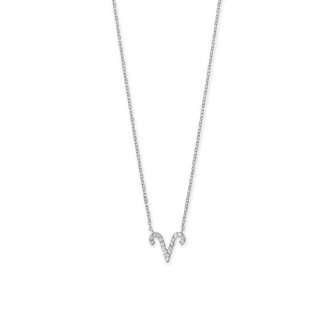 16" Rhodium Plated CZ Zodiac Symbol Necklace (All Signs)