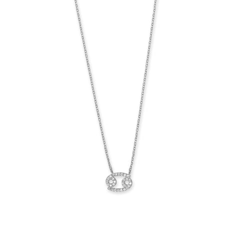 16" Rhodium Plated CZ Zodiac Symbol Necklace (All Signs)