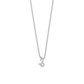 16" Rhodium Plated CZ Zodiac Symbol Necklace (All Signs)