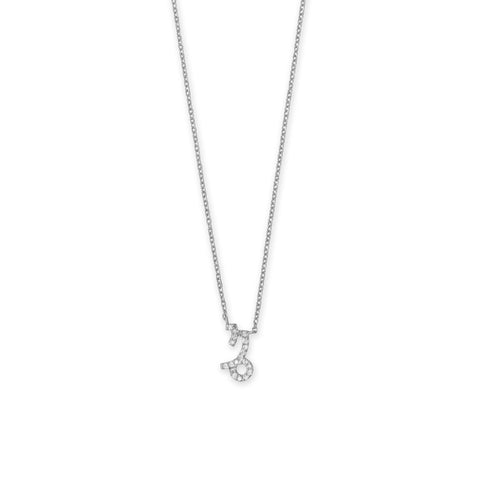 16" Rhodium Plated CZ Zodiac Symbol Necklace (All Signs)