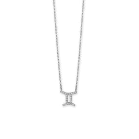 16" Rhodium Plated CZ Zodiac Symbol Necklace (All Signs)