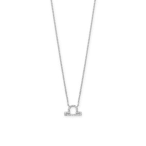 16" Rhodium Plated CZ Zodiac Symbol Necklace (All Signs)