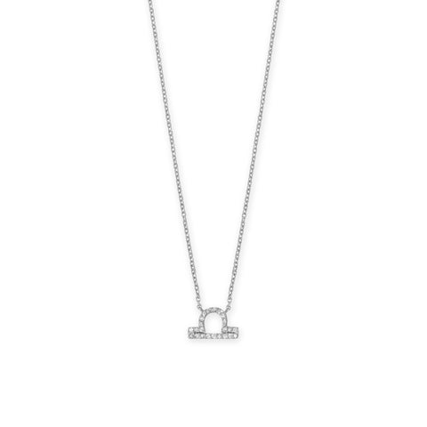 16" Rhodium Plated CZ Zodiac Symbol Necklace (All Signs)