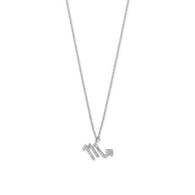 16" Rhodium Plated CZ Zodiac Symbol Necklace (All Signs)