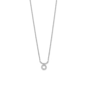 16" Rhodium Plated CZ Zodiac Symbol Necklace (All Signs)