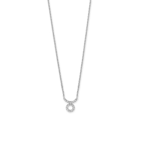 16" Rhodium Plated CZ Zodiac Symbol Necklace (All Signs)