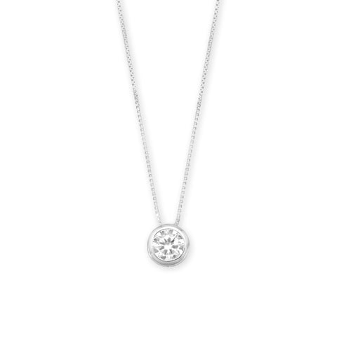 7mm Bezel Set CZ Floating Slide Necklace