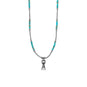 18" Turquoise Heishi, Oxidized Bead and Squash Blossom Necklace