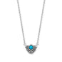 16" + 2" Rhodium Plated Oxidized Fan with Imitation Turquoise Necklace